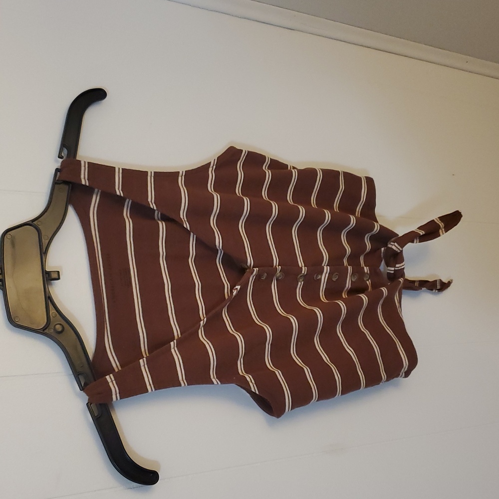 American Eagle Brown and White Striped Crop Top